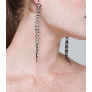 NWT WHBM WATERFALL EARRINGS IN HEMATITE-COLORED METAL